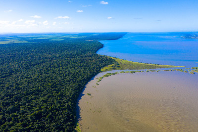iSimangaliso湿地公园鸟瞰图。马普塔兰，南非东海岸夸祖鲁-纳塔尔省的一个地区。