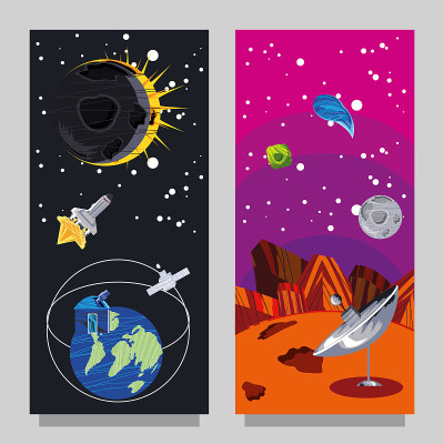 空间科学星系天文学行星日食卫星火箭和天线