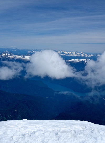 山，雪，天空和云。