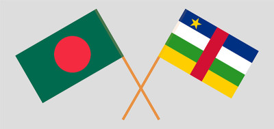 孟加拉国和中非共和国的交叉旗帜