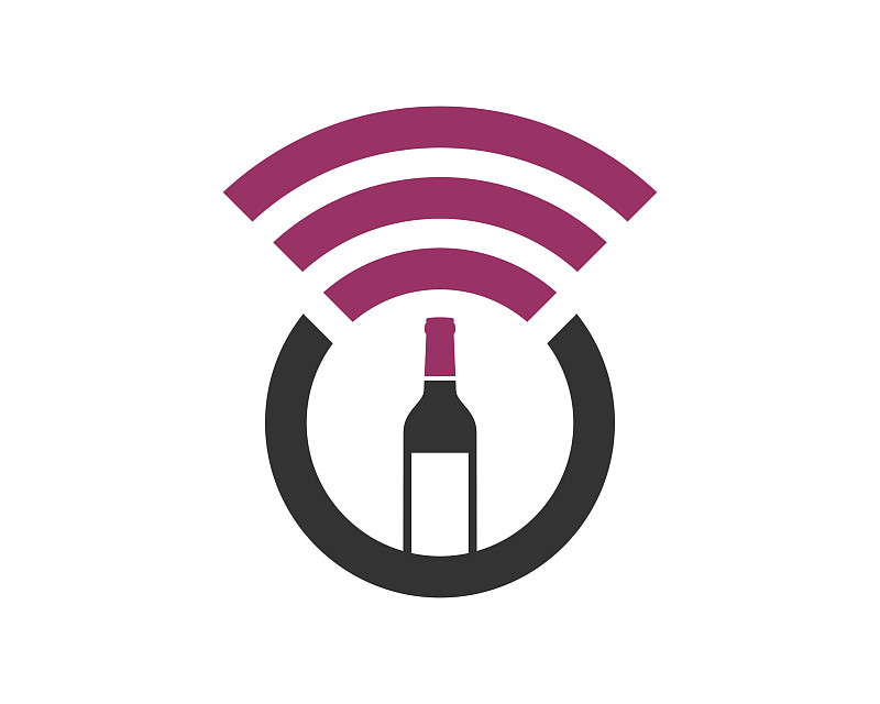 圆形wifi连接，中间有酒杯