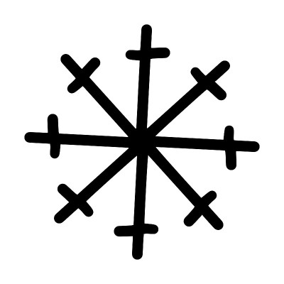 手绘雪花图标。孤立在白色背景上。
