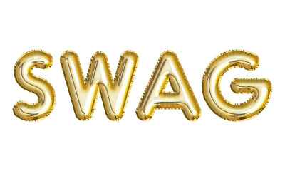 文字SWAG由充气气球孤立在白色背景