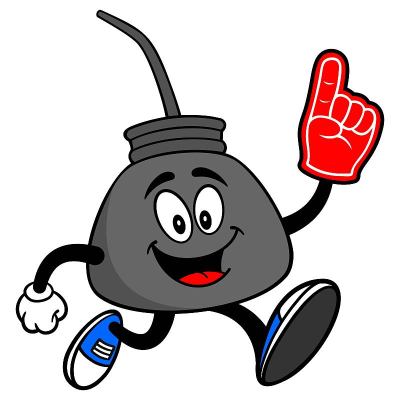 Oil Can Running with a Foam Finger