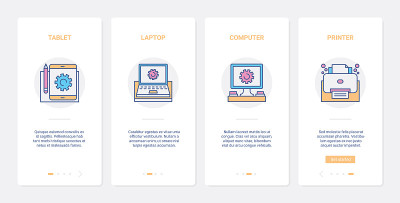 家用电器为自由职业者工作UX, UI手机app页面屏幕设置