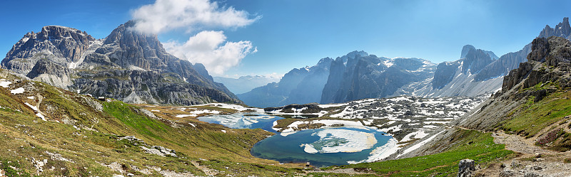 Laghi dei Piani，位于蒂罗尔南部，Locatelli和Val Fiscalina保护区