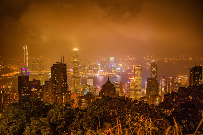 香港著名夜景照片从太平山顶