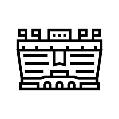 体育场足球线图标矢量插图