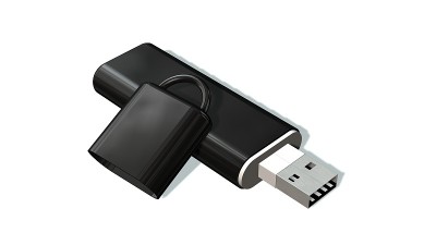 USB闪存驱动器棒隔离白色