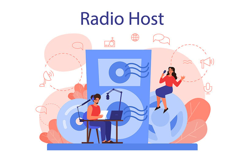 Radio host concept. Idea of news broadcast in the 