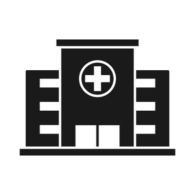 医院黑色图标，平面矢量设计与可编辑的笔画