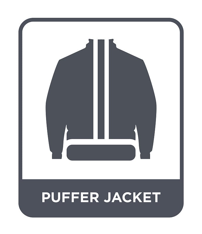 puffer jacket icon vector on white background, puf