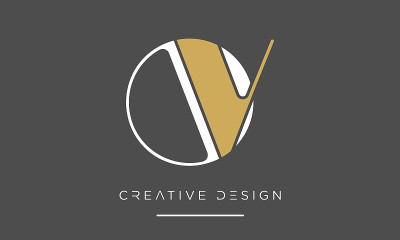 OV或VO字母豪华图标标志向量模板