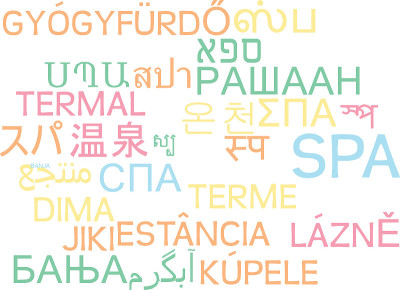 Spa多语言文字云背景概念