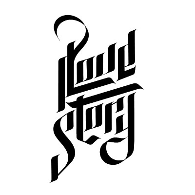 爱情故事。矢量字母哥特式风格