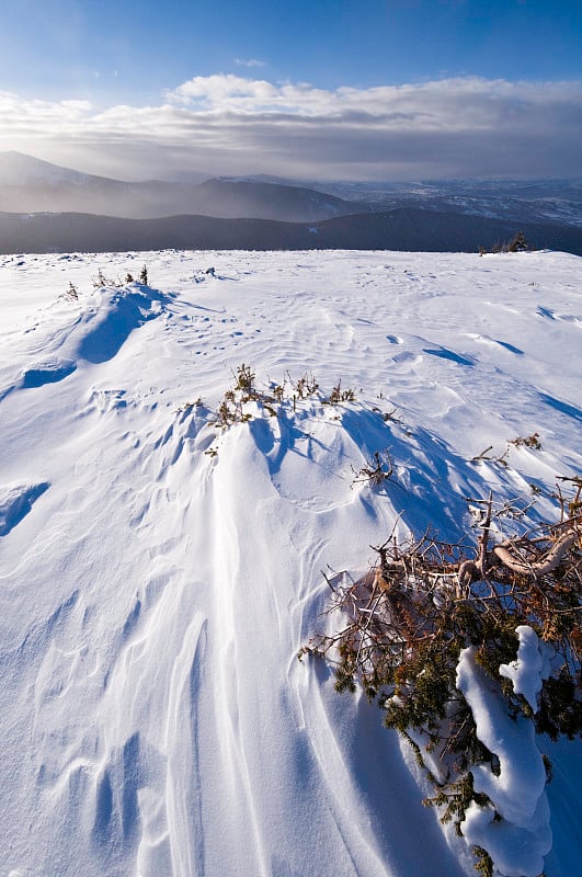 雪纹理山脊在山脉