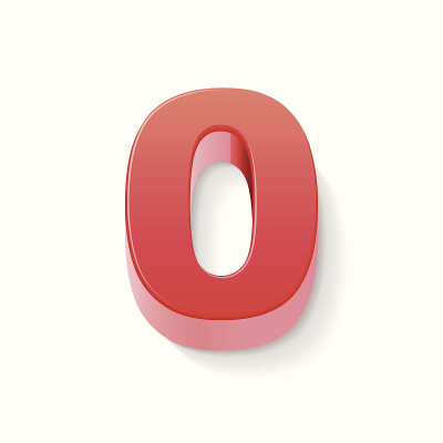 3d闪亮的红色数字0