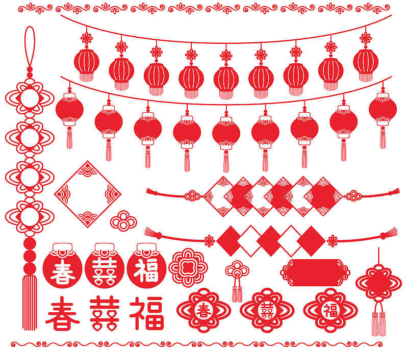 台湾风情节日庆典装饰“插图集”。