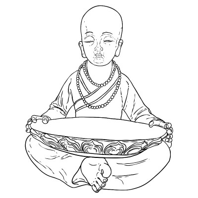 坐佛在莲花姿势和冥想。深奥的画。印度精神导师，佛教宗教领袖。瑜伽禅宗会所设计。普尼玛和快乐卫塞节插图