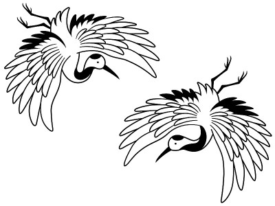 两个日本鹤往下飞的插图