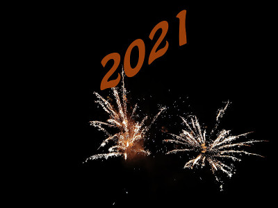 新年烟花在2021年天空