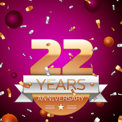 Realistic Twenty two 22 Years Anniversary Celebrat