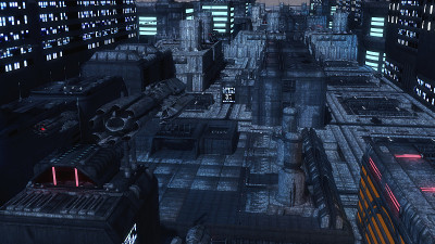 3 d渲染。未来城市和宇宙飞船