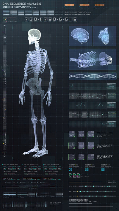 垂直显示生物医学诊断HUD