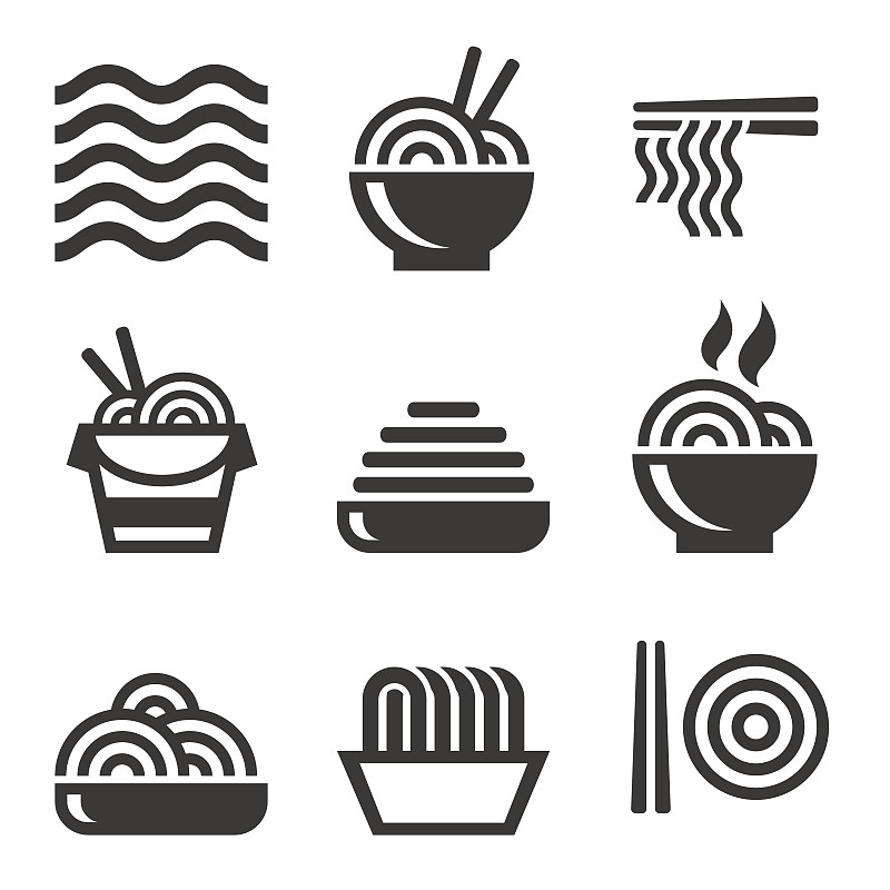 面图标。亚洲食品。向量