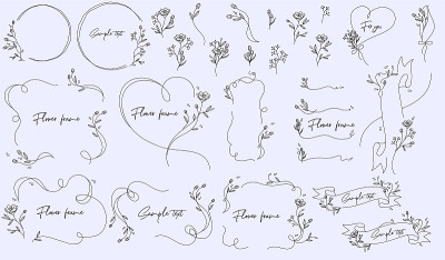 花卉矢量框架插图集