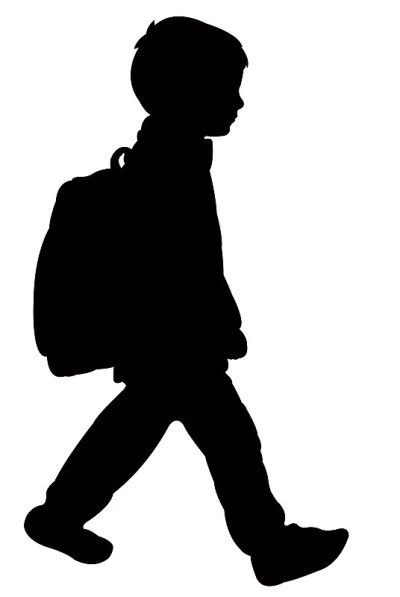 一个带包的男生，剪影向量