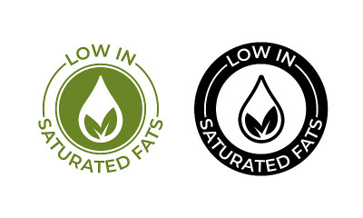 Low in saturated fats vector icon. Food package se