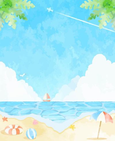 美丽的水彩海背景插图