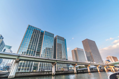 大阪市景-黄昏中之岛区-日本大阪