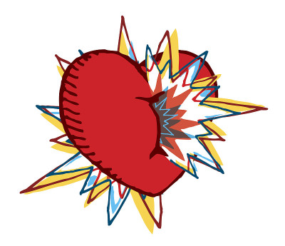 心在五颜六色的爆炸中爆炸