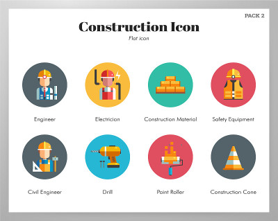 Construction icons flat pack