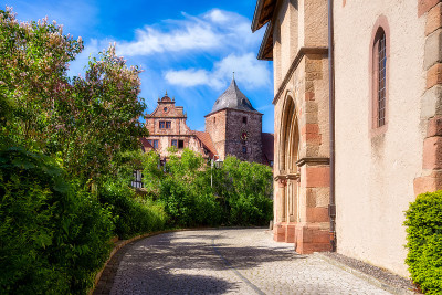 VView to the Hinterburg在Schlitz, Hesse，德国
