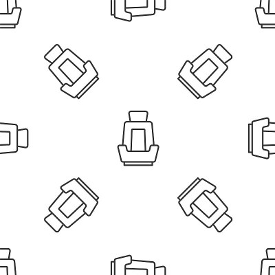 Grey line Car seat icon isolated seamless pattern 