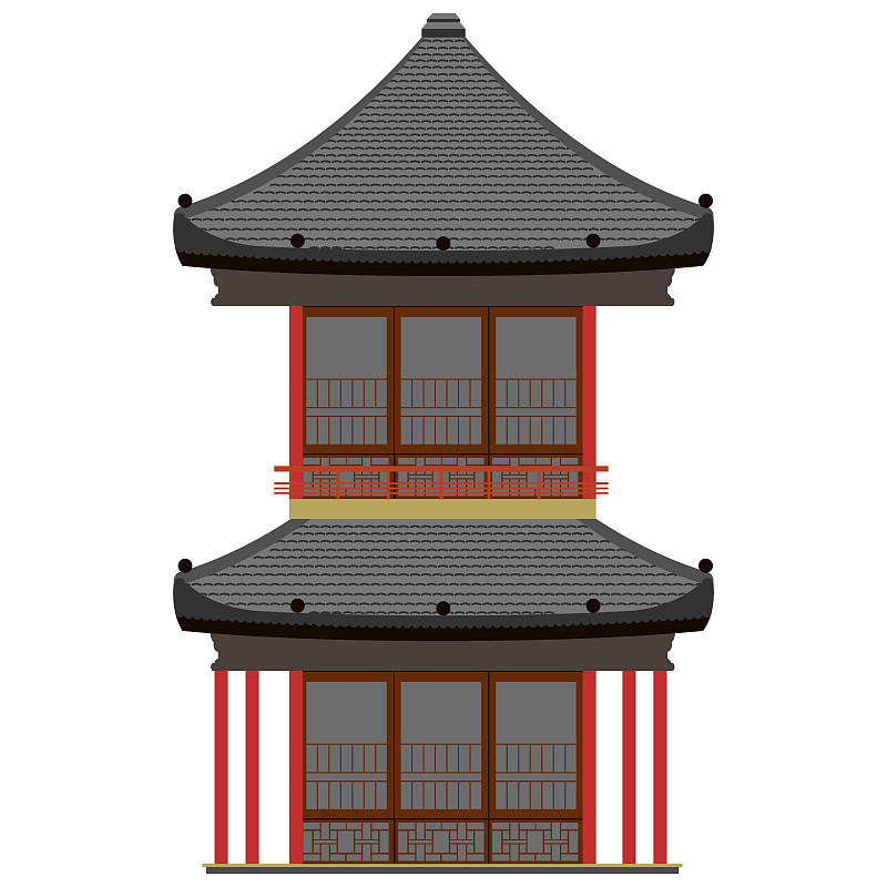 孤立的彩色亚洲建筑图标