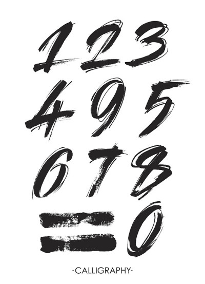 矢量套书法丙烯或墨水数字