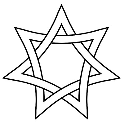 七尖星与编织边，矢量星大卫编织图标在轮廓风格