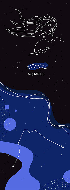 星座的背景。水瓶座星座。空气元素