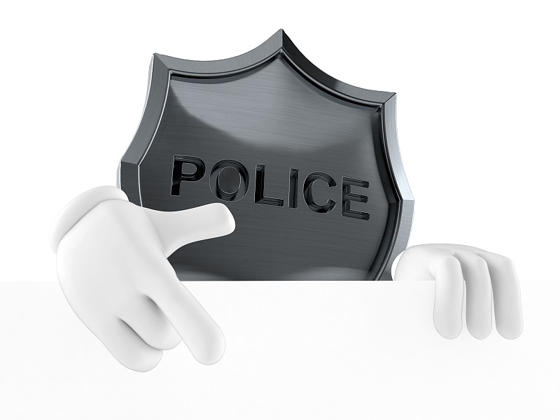 警徽字符指向白板后面