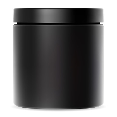 黑色的jar。装奶油的塑料容器。化妆品