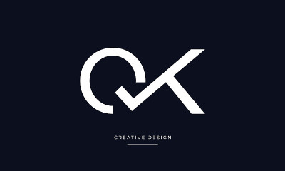 QK, KQ字母抽象图标标志矢量组合