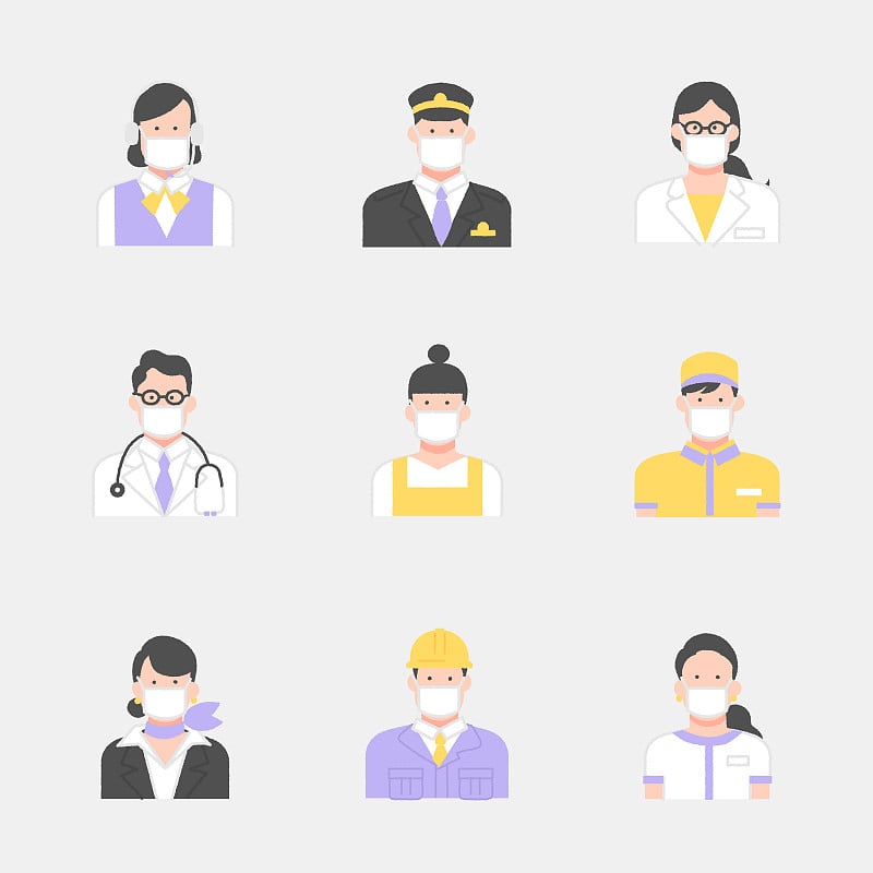 public workers icon set