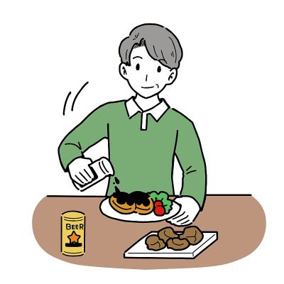 一个喜欢强烈调味料的高级男人的插图