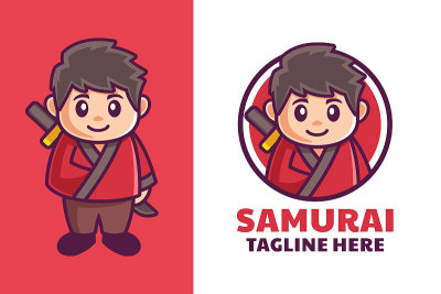 日本武士男孩吉祥物标志设计