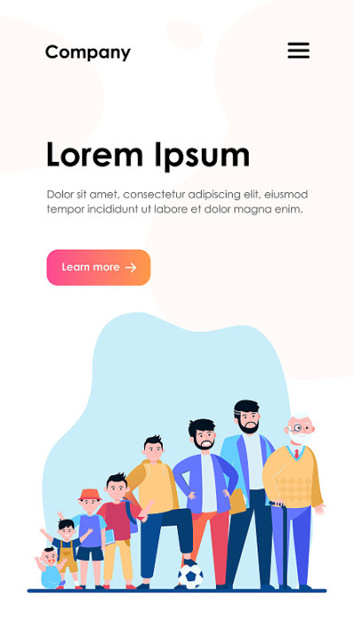 卡通人物在不同的年龄平面矢量插图
