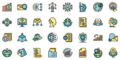 Restructuring icons set vector flat